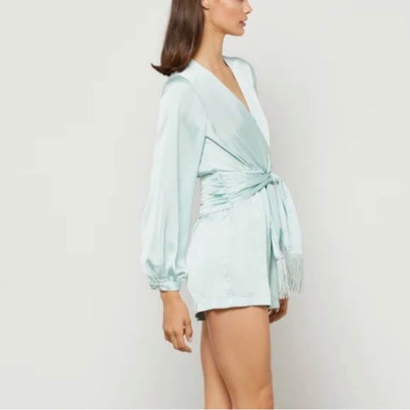 BCBG Fringe Tie Romper in Harbor - Picture 2 of 12